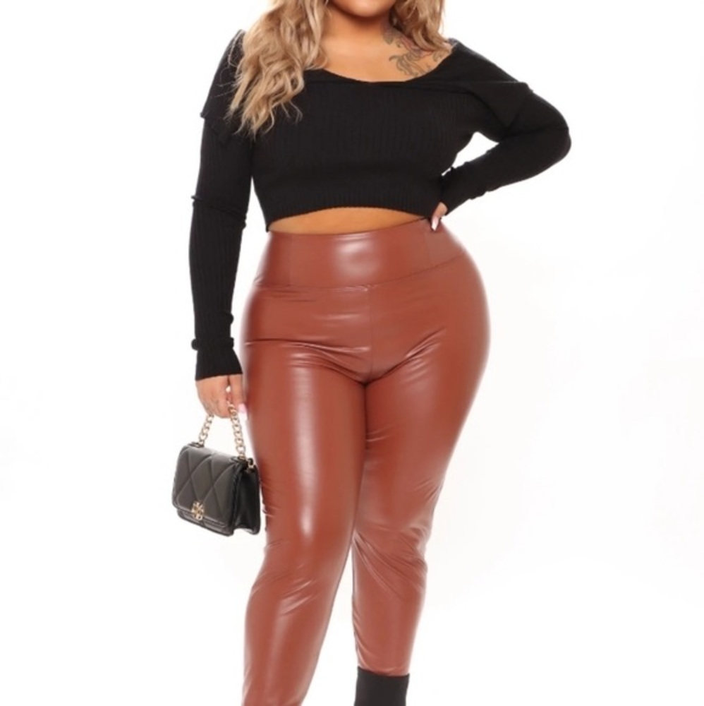 Faux Leather tummy tuck leggings